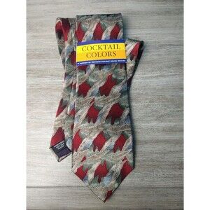 Stonehedge Cocktail Collection Men's Tie  Red Blue green Brown Abstract 100 Silk